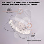 23-Inch White Plug-In Wall Mounted Fan with LED Light and Remote