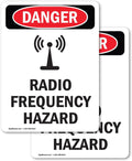 (2 Pack) Radio Frequency Hazard OSHA Danger Sign 5 Inch X 3.5 Inch Vinyl Label Decal Sticker Weather Resistant, UV