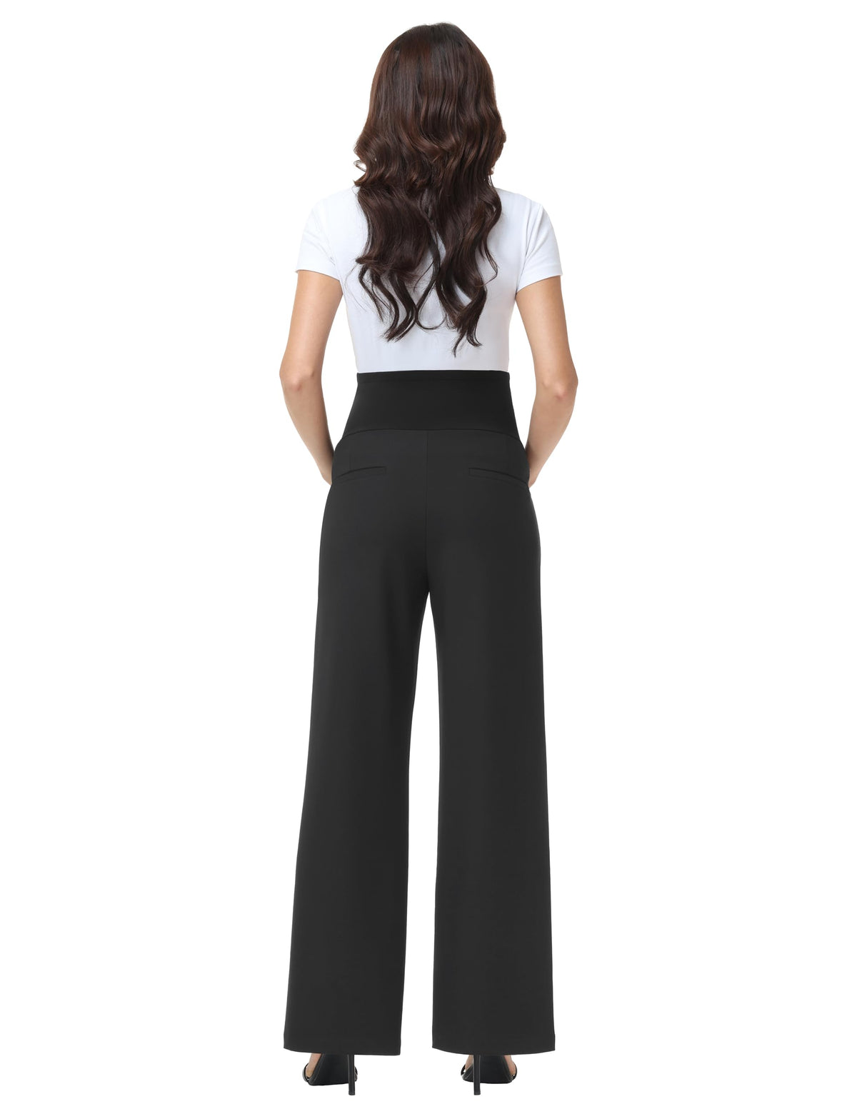 Women's Maternity Work Pants Wide Leg Black Medium