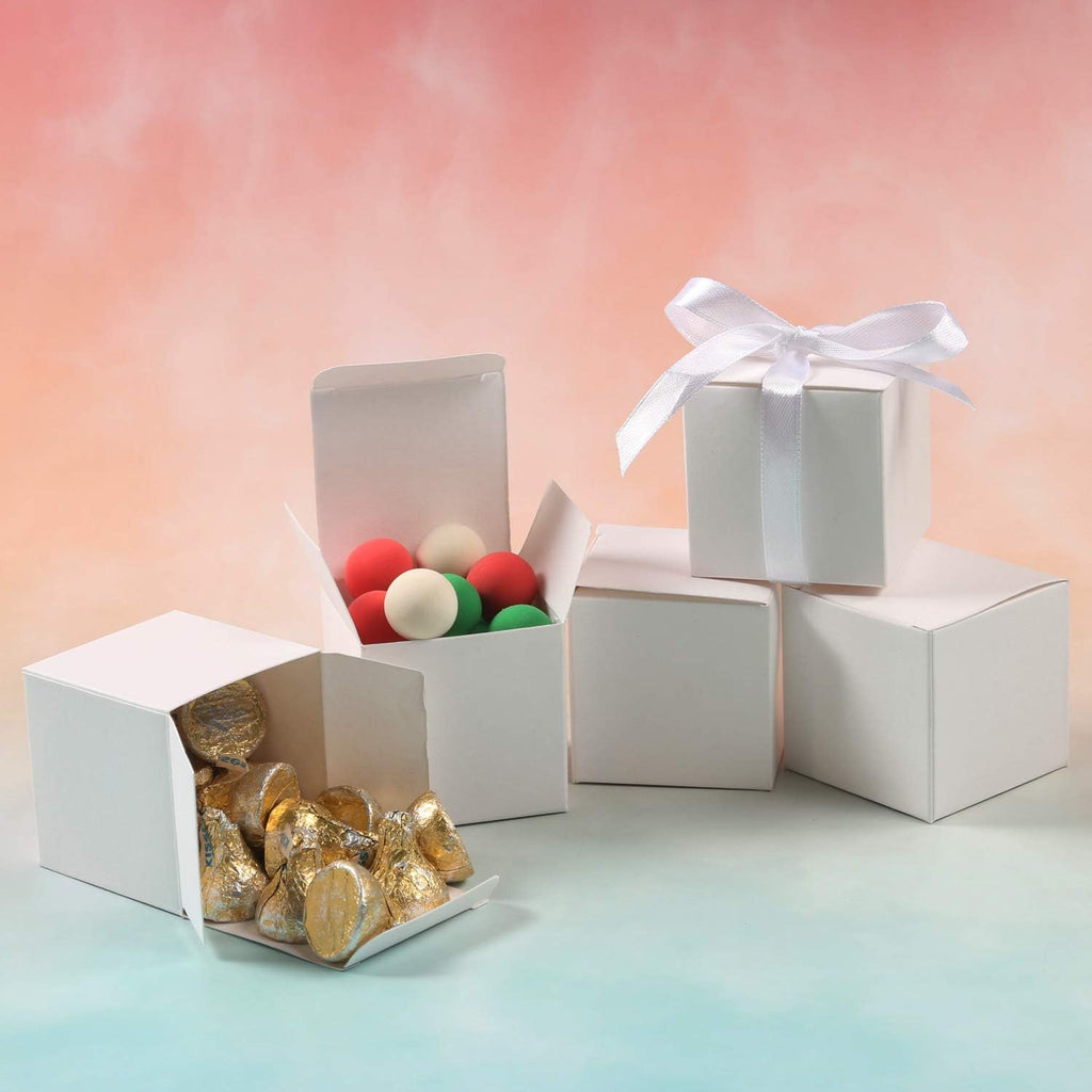 60pcs Wedding Favor Boxes, 3x3x3 In Small Gift Box with Ribbons