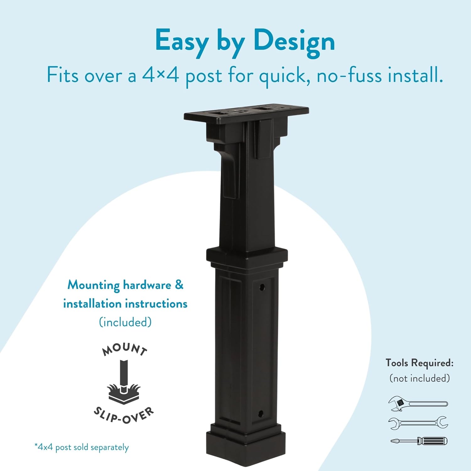 Grand Haven Plastic Mailbox Post, Compatibility Code A, B, C, D, GHP00BAM, Black | Heavy-duty post with