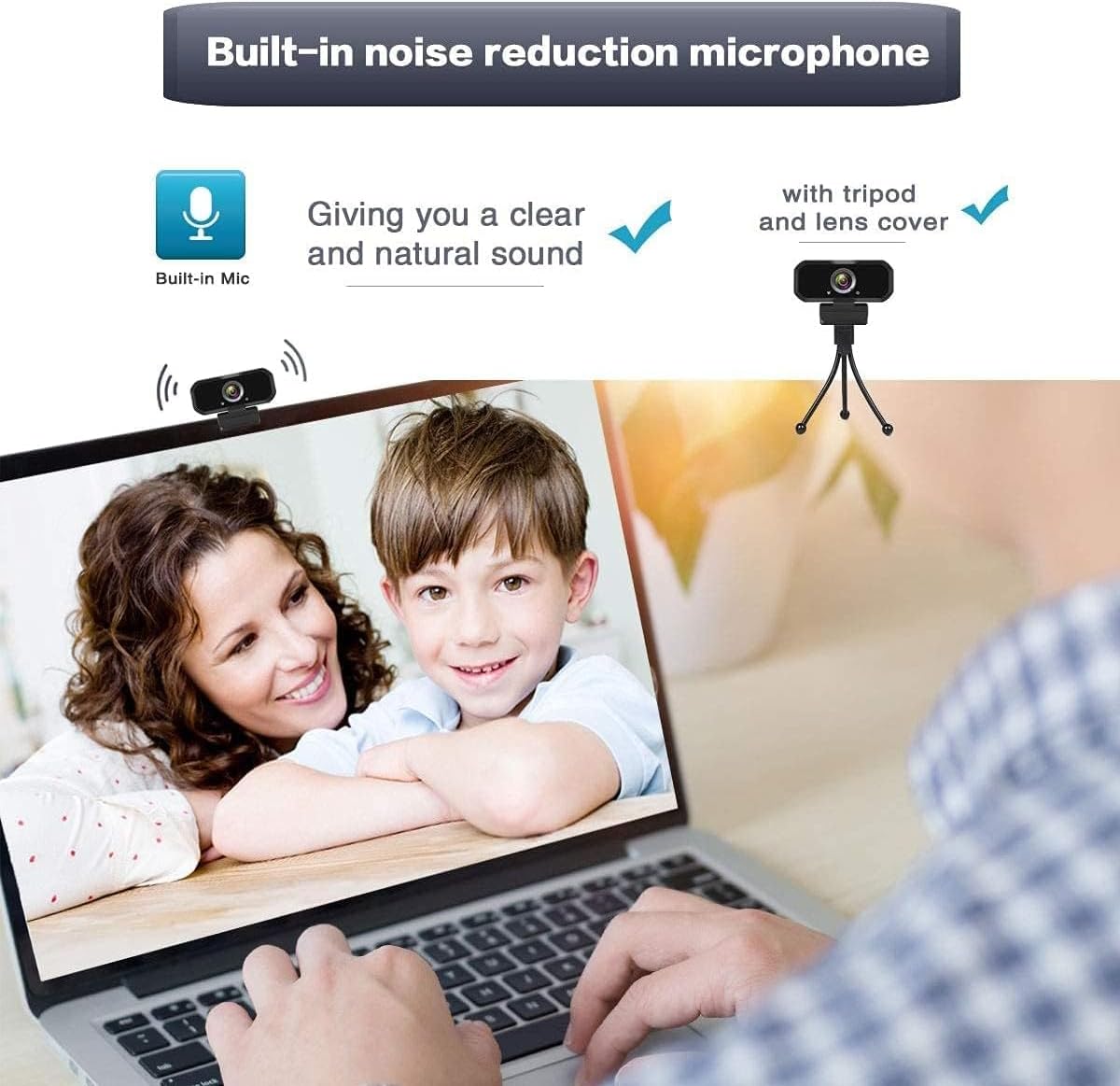Webcam 1080p HD Computer Switch 2 Camera - Microphone Laptop USB PC Webcam with Tripod Stand, 110 Degree Live