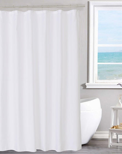 Fabric Shower Curtain Liner with Magnets Standard Size, White | Hotel Quality, 12 Button Holes, Bottom Magnets