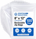 8” X 12” (100 Count) 2 Mil Clear Reclosable Zip Plastic Poly Bags