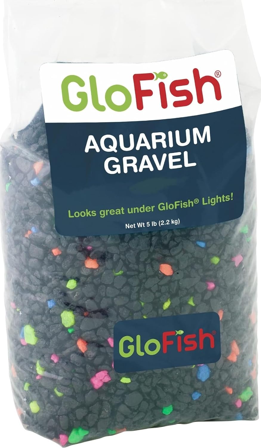 Aquarium Gravel, Fish Tank Gravel, Black With Fluorescent Accents, Compliments GloFish Tanks, 5 lb Bag