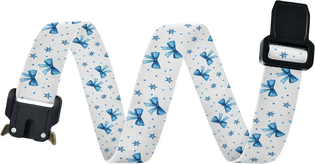 Bow Tie Adjustable Kids Elastic Belts, Girls Boys Stretch Waist Belt with Aluminum Alloy Buckle