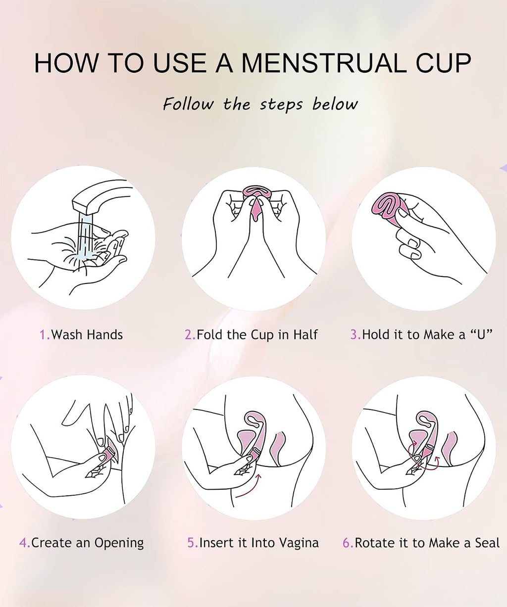 Menstrual Cups with Collapsible Storage Cup, Leak-Proof Design with Medical Grade Silicone Period Cups Reusable