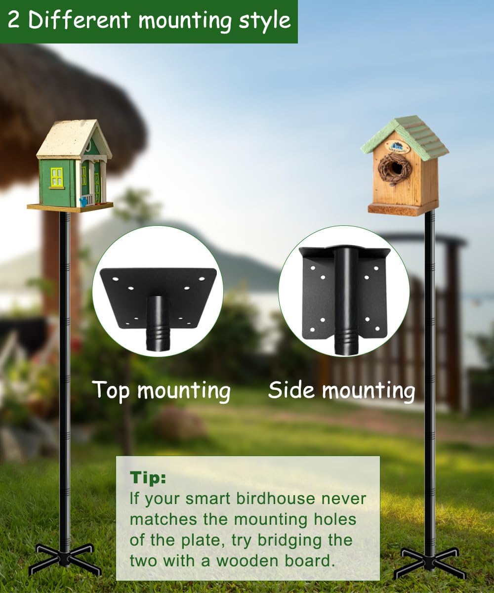 90 Inch Bird House Pole Mount Kit, Adjustable Heavy Duty Bird Feeder Pole for Outdoors, Universal Mounting Post Set