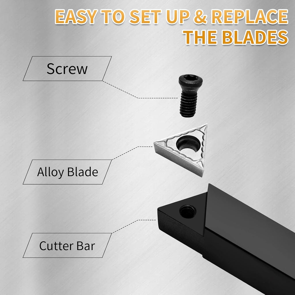 1/4" Indexable Carbide Turning Inserts Holder Set for Machining Lathes