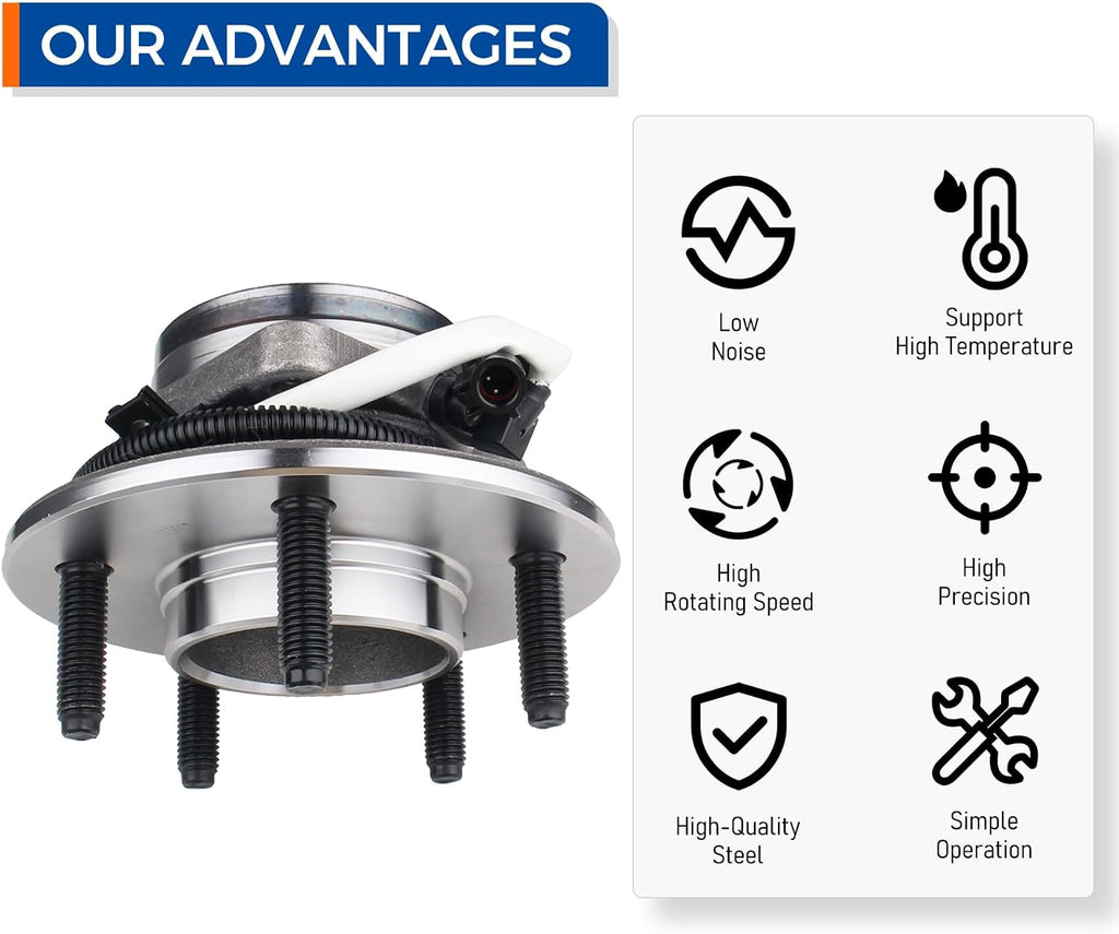 PAROD Front Pair 515029 Wheel Hub & Bearing Assembly 4WD Compatible with 2000-2003 Ford F-150, 2004 Ford F-150 Heritage w/ABS