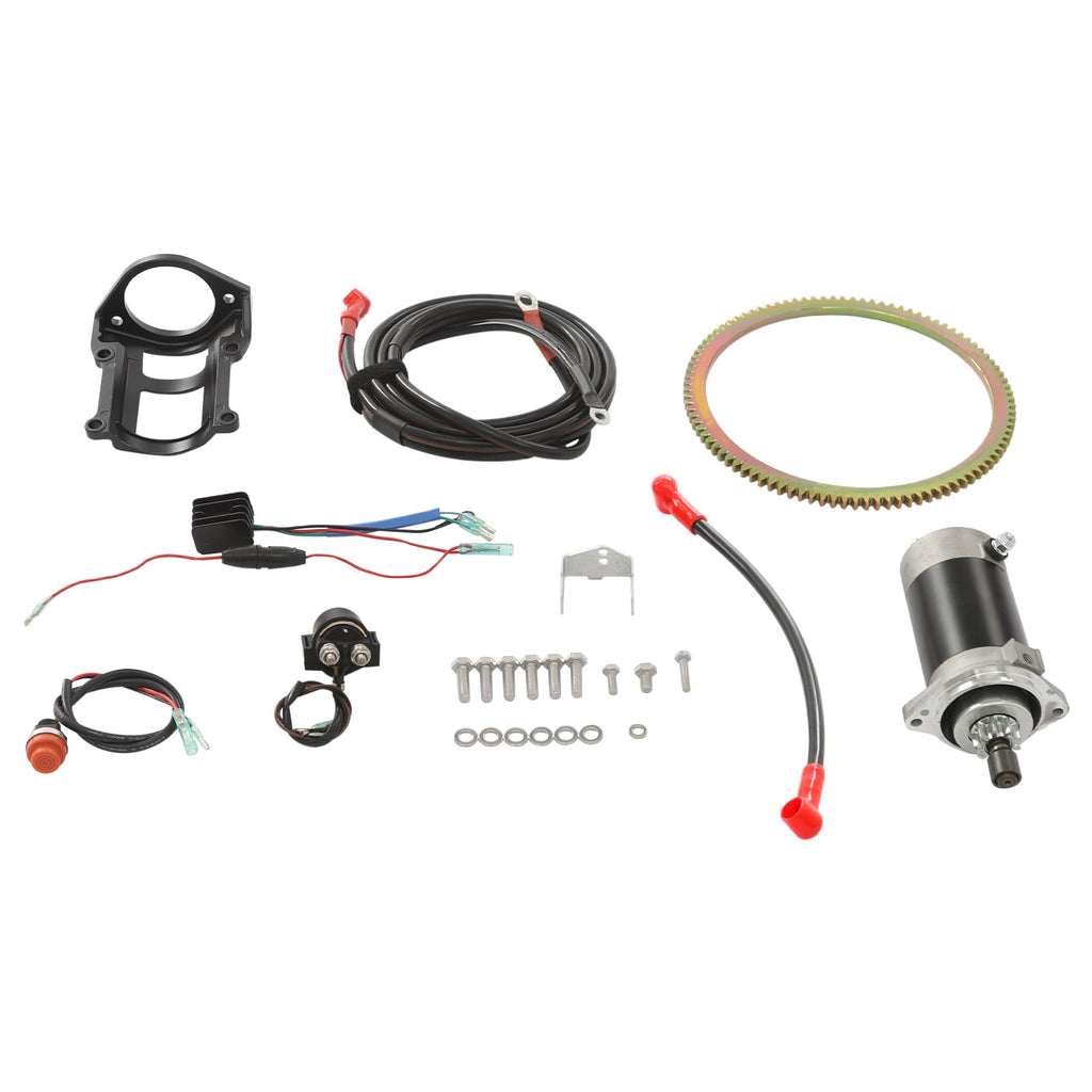 Electric Start Kit, 2-Stroke Outboard Motor Electric Starter Motor Conversion Kit for Suzuki 2-Stroke 40HP Outboard Motor Marine Engine Modified Complete Starter Motor Flywheel Kit