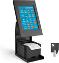 iPad Kiosk Stand with Printer Shelf, Locking Anti-Theft, Black | Tablet POS Stand for Countertop Checkout, 90°