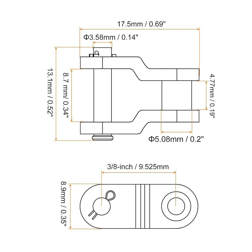 uxcell 5Pcs #35 Chain Offset Half Link Roller, 3/8" Pitch Carbon Steel, Standard Chain End Connector Split Links for 06C Chain