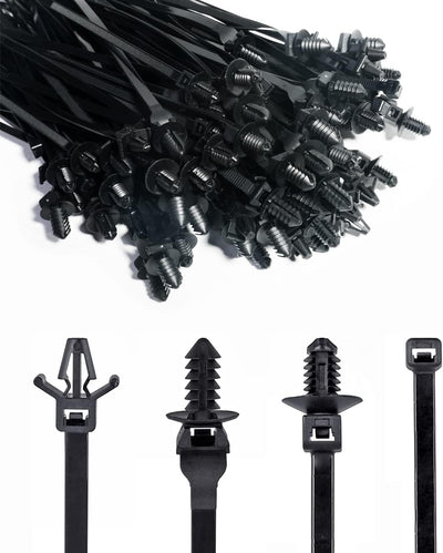 120 Packs Car Mount Wire Tie, Nylon Push Mount Cable Zip Tie Strap Self-Locking Tie,Fastener Cable Clips for Sorting