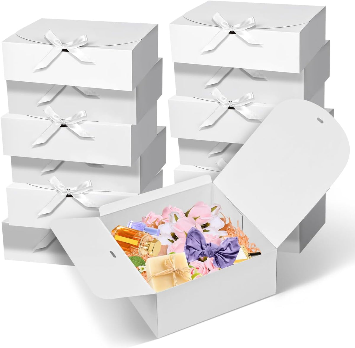 White Gift Boxes with Lids, Bridesmaid Proposal Box 12Pack