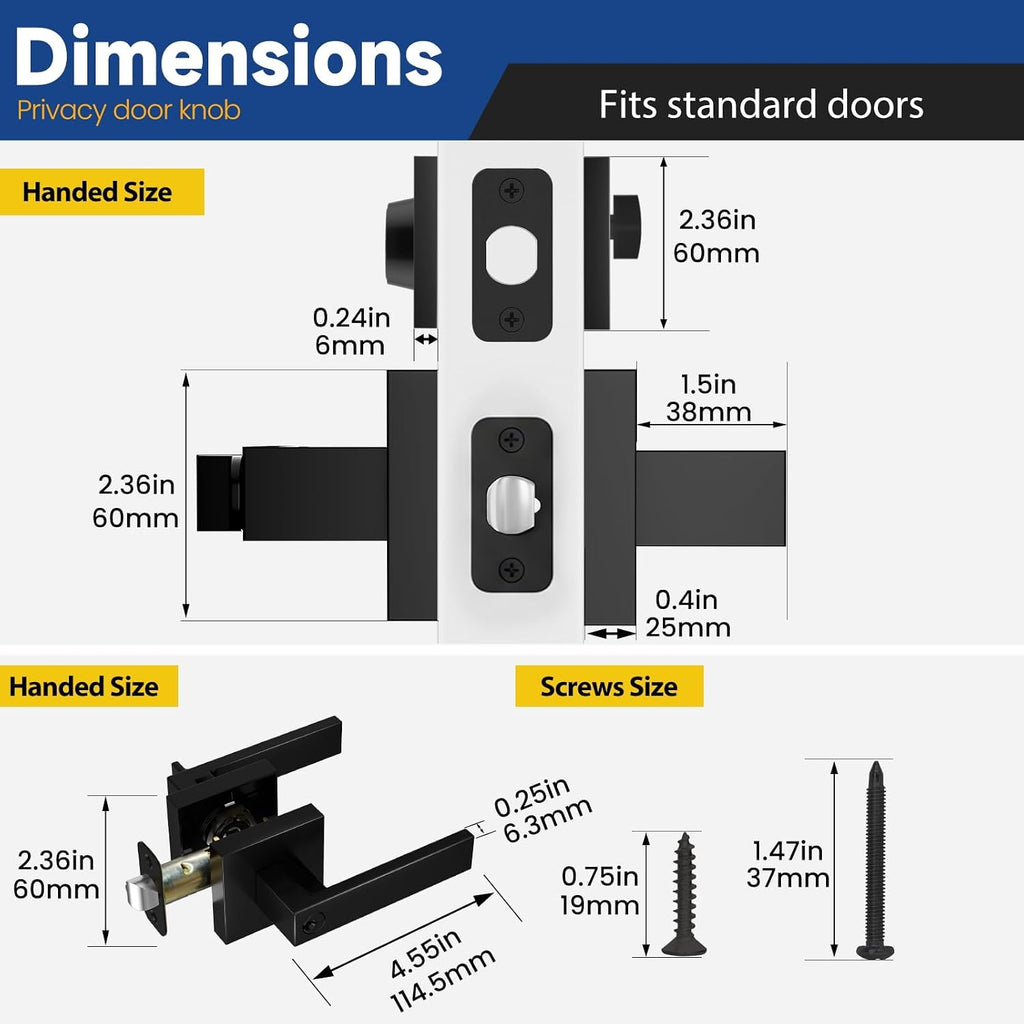 Front Door Lock Set Exterior Door Lock Set, Black Exterior Door Handle with Deadbolt - Keyed Alike Entry Door