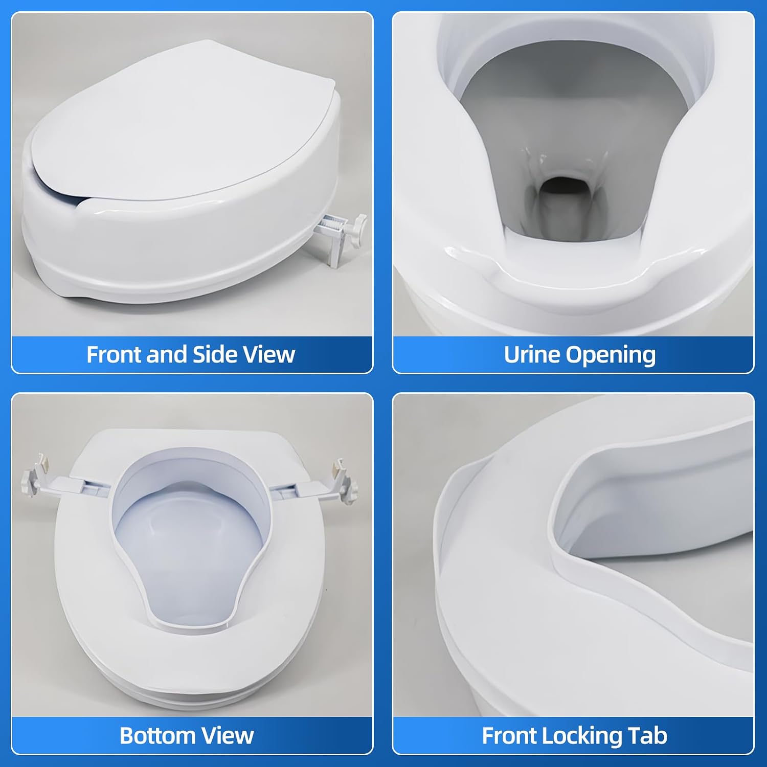 Raised Toilet Seat with Lid for Elderly, 6" High Toilet Seat for Elongated or Standard Commode, Raised Toilet Seat