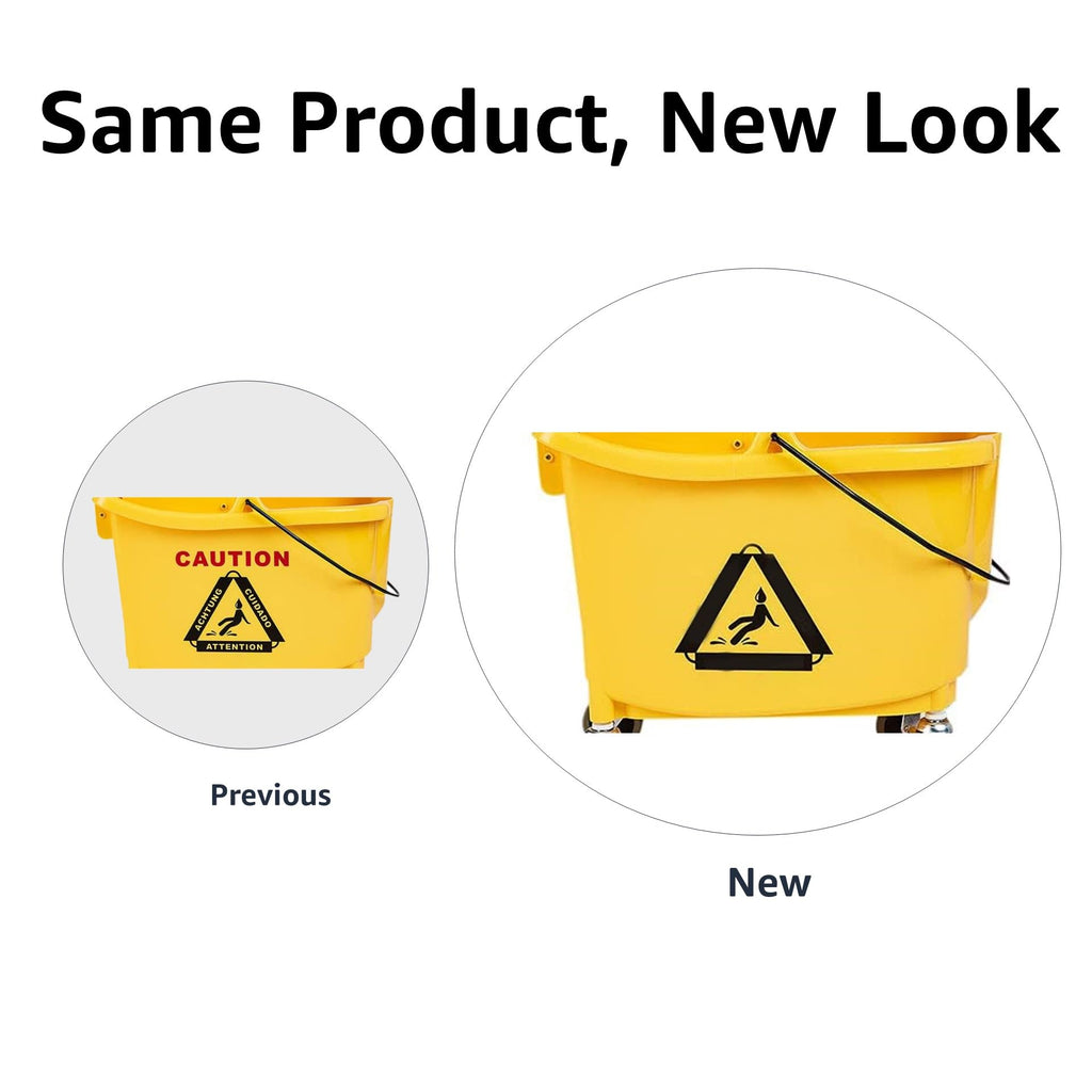 Floor Cleaning Rectangular Mop Bucket with Sturdy Down Press Wringer Combo, 35-Quart, Yellow