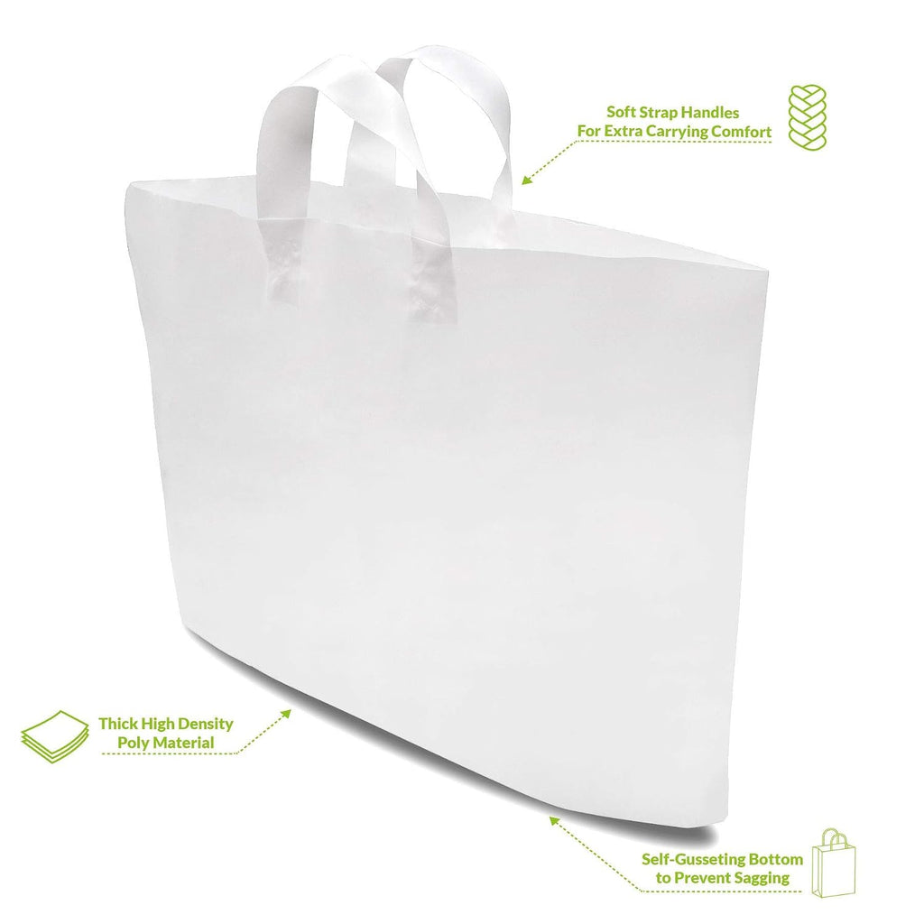 Heavy Duty Plastic Shopping Bags, 19.5x4x15, 50 Pack