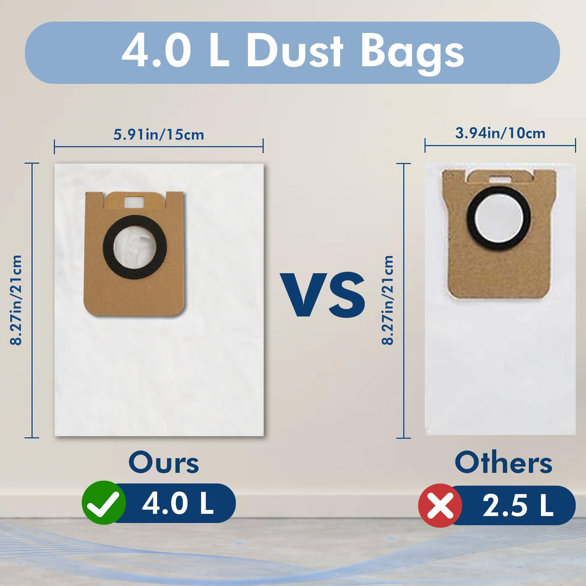 10 Pack D10 Dust Bags Compatible With Dreametech D10 Plus Robot Vacuum