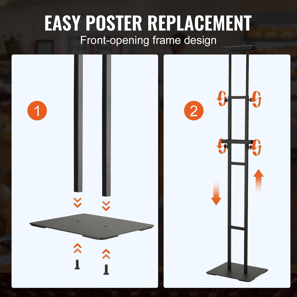 Poster Stand, Adjustable Height Up to 75", Double-Sided Heavy Duty Pedestal Sign Holder, Floor Standing Sign Holder