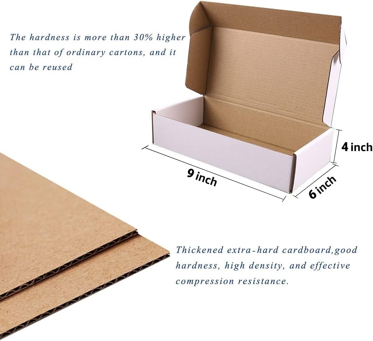 Shipping Boxes, 10Pcs White 9x6x4in Corrugated Cardboard Box