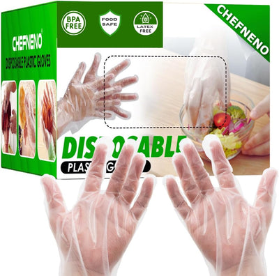 Disposable Food Prep Plastic Gloves (700 -1200 ct.) Cooking Cleaning Food Handling Latex & Powder Free One Size Fits