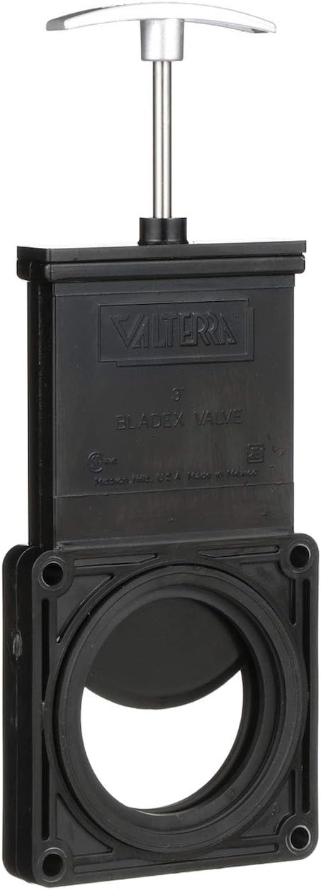Valterra-T1003VPM Bladex 3-Inch Waste Valve Body with Metal Handle, Mess-Free Waste Valve for RV's, Campers, Trailers, Black