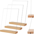 8.5x11 Acrylic Sign Holder with Wood Base 3 Pack | L/T Shape, Vertical Double-sided or Slant Back Table Display Stand