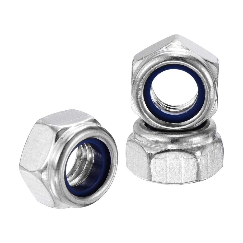 Kozelo 30Pcs M8-1.25 Nylon Locking Hex Nuts 316 StainlessSteel Silver