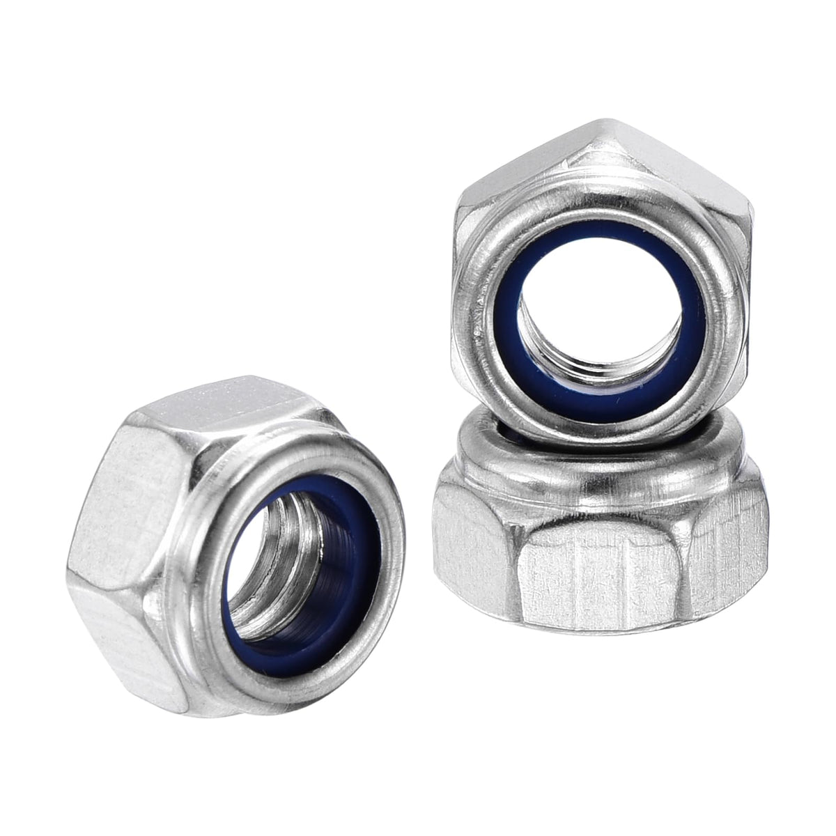 Kozelo 30Pcs M8-1.25 Nylon Locking Hex Nuts 316 StainlessSteel Silver