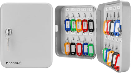20 Position Key Cabinet with Key Lock Wall Mounted Security Storage Box Steel Key Organizer with Colorful Key Tag