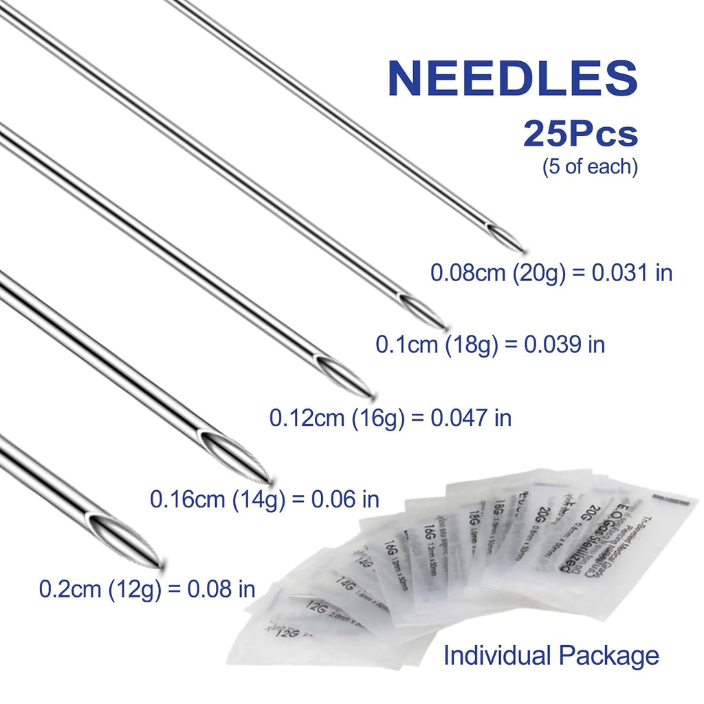 16G Piercing Needles Kit - Yugui 43pcs Ear Nose Piercing Kits Supplies
