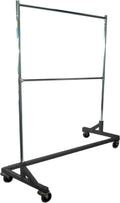 GR600-EH Deluxe Commercial Grade Rolling Z Garment Rack, 400lb Capacity, 63" Length with Add-On Extra Double Rail