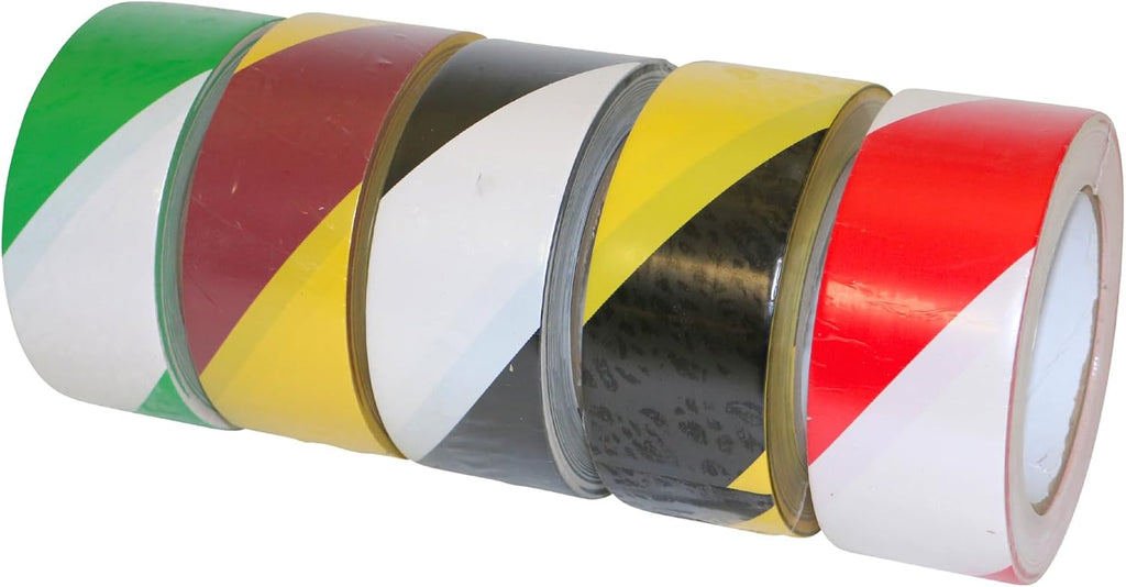 JVCC Hazard Warning Tape 6 mils Thick, 1 in. x 18 yds. (Black with Yellow Stripes)