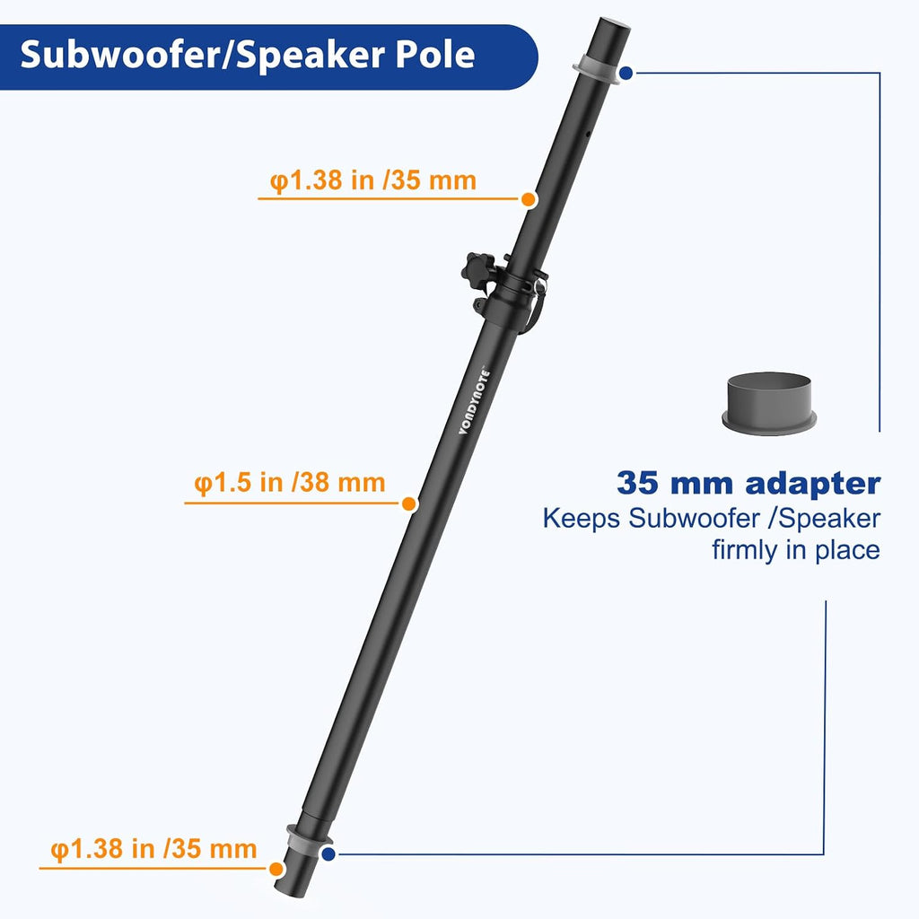 2-Pack Extend Subwoofer Poles Only Fit Subs with 35mm Pole Mount | 32.8"-51.1" Height Adjustable, 35mm Pole Mount