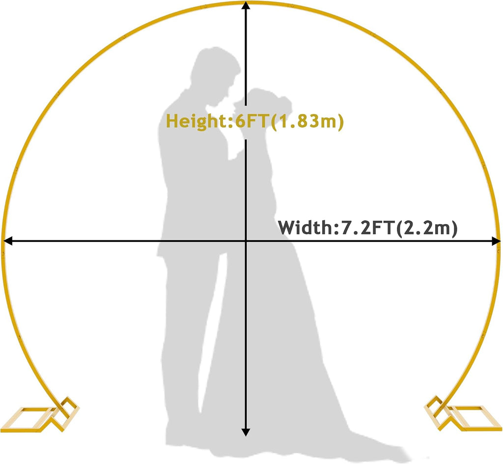Wedding Arch 7.2FT Round Backdrop Stand Gold Circle Balloon Arch