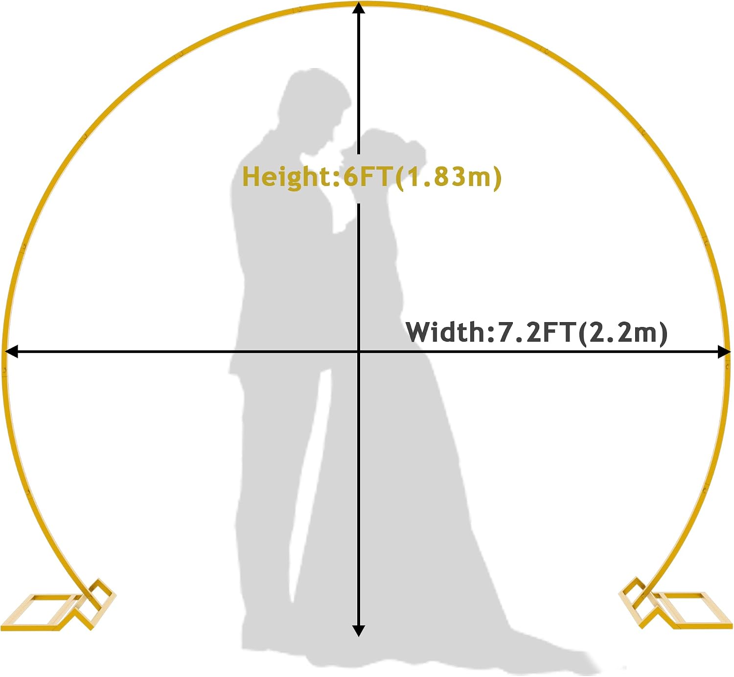 Wedding Arch 7.2FT Round Backdrop Stand Gold Circle Balloon Arch