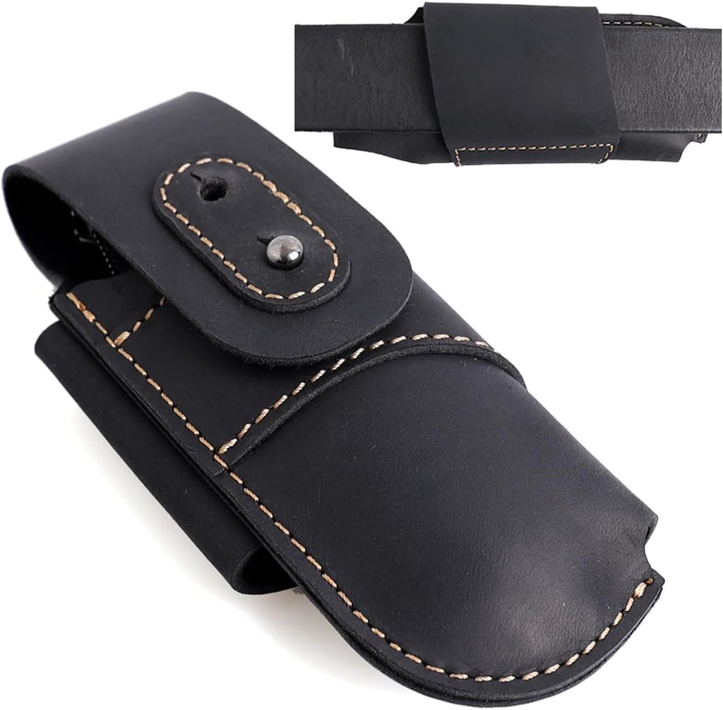 Leather Knife Sheath for Belt - Horizontal Carry Knife Holster - EDC Belt Organizer - Leather Multitool Sheath Pouch