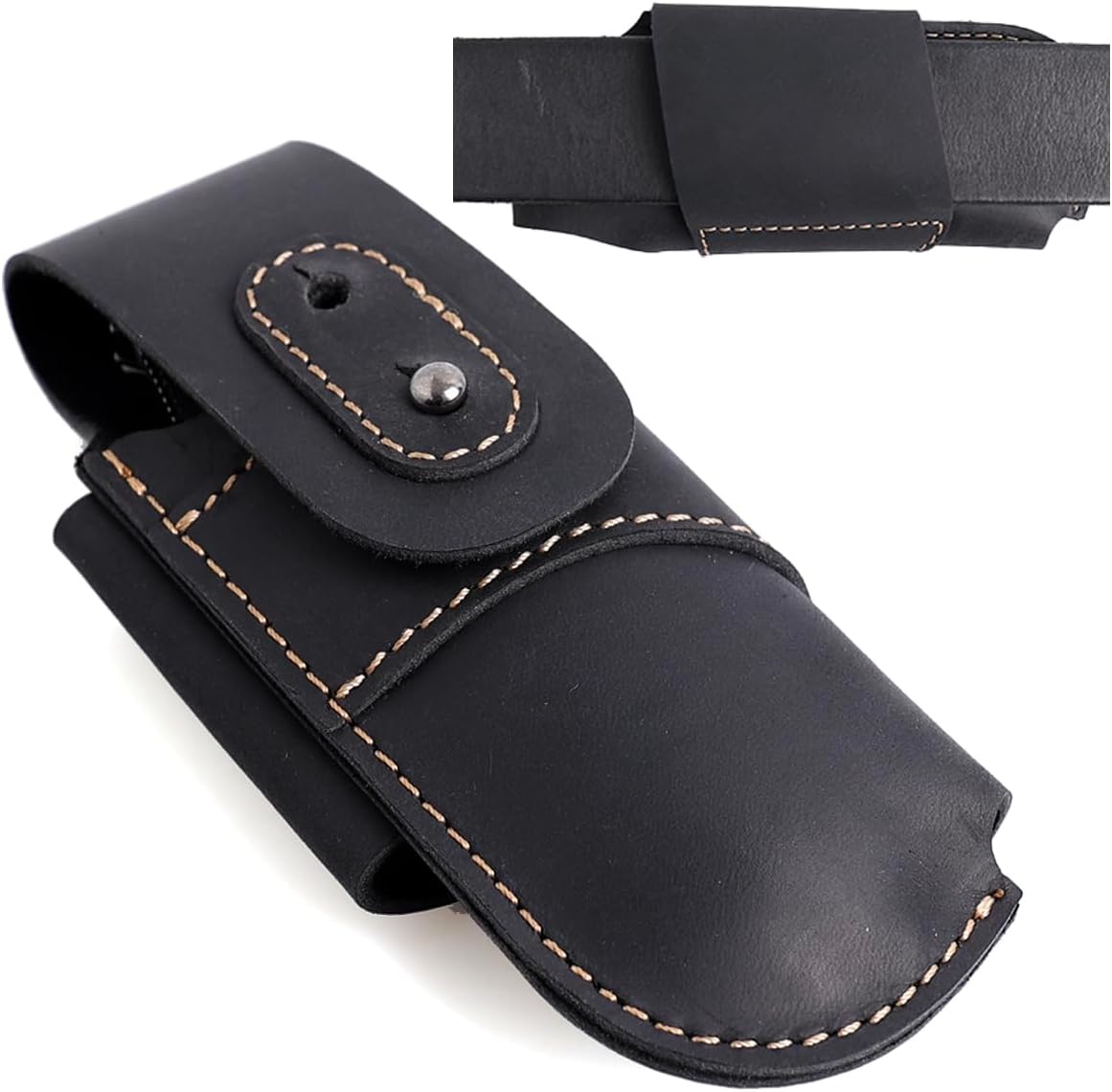 Leather Knife Sheath for Belt - Horizontal Carry Knife Holster - EDC Belt Organizer - Leather Multitool Sheath Pouch