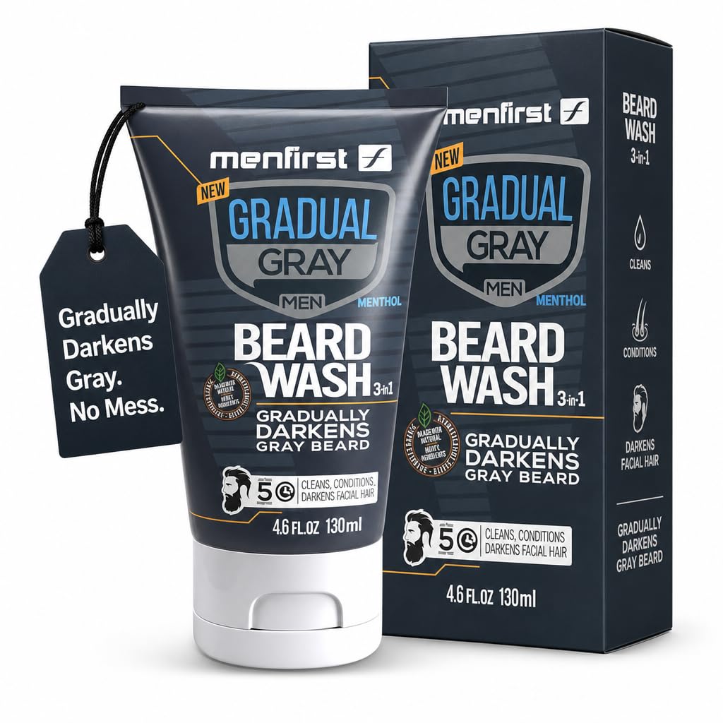 3-in-1 Gradual Gray Beard Wash Shampoo for Men
