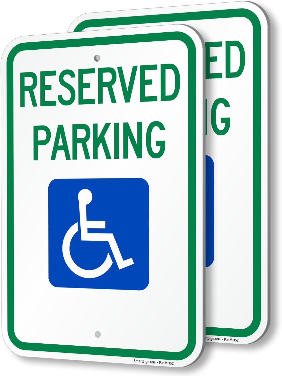 (Pack of 2) 18 x 12 inch Federal Handicap Reserved Parking Sign, 120 mil Aluminum Composite (ACM), Engineer Grade