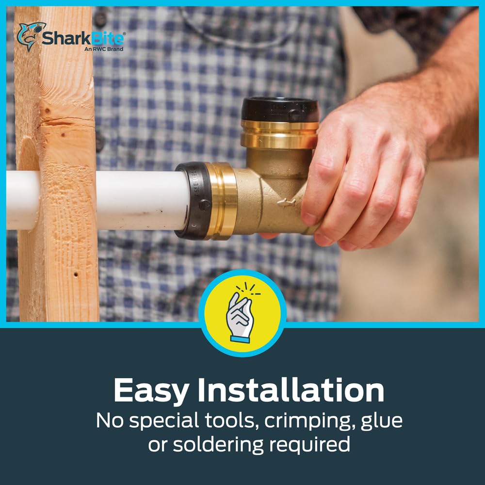SharkBite 1-1/2 x 1-1/2 in PTC Ball Valve, Push-to-Connect Brass Water Shut-Off Plumbing Fitting, UXLBV41