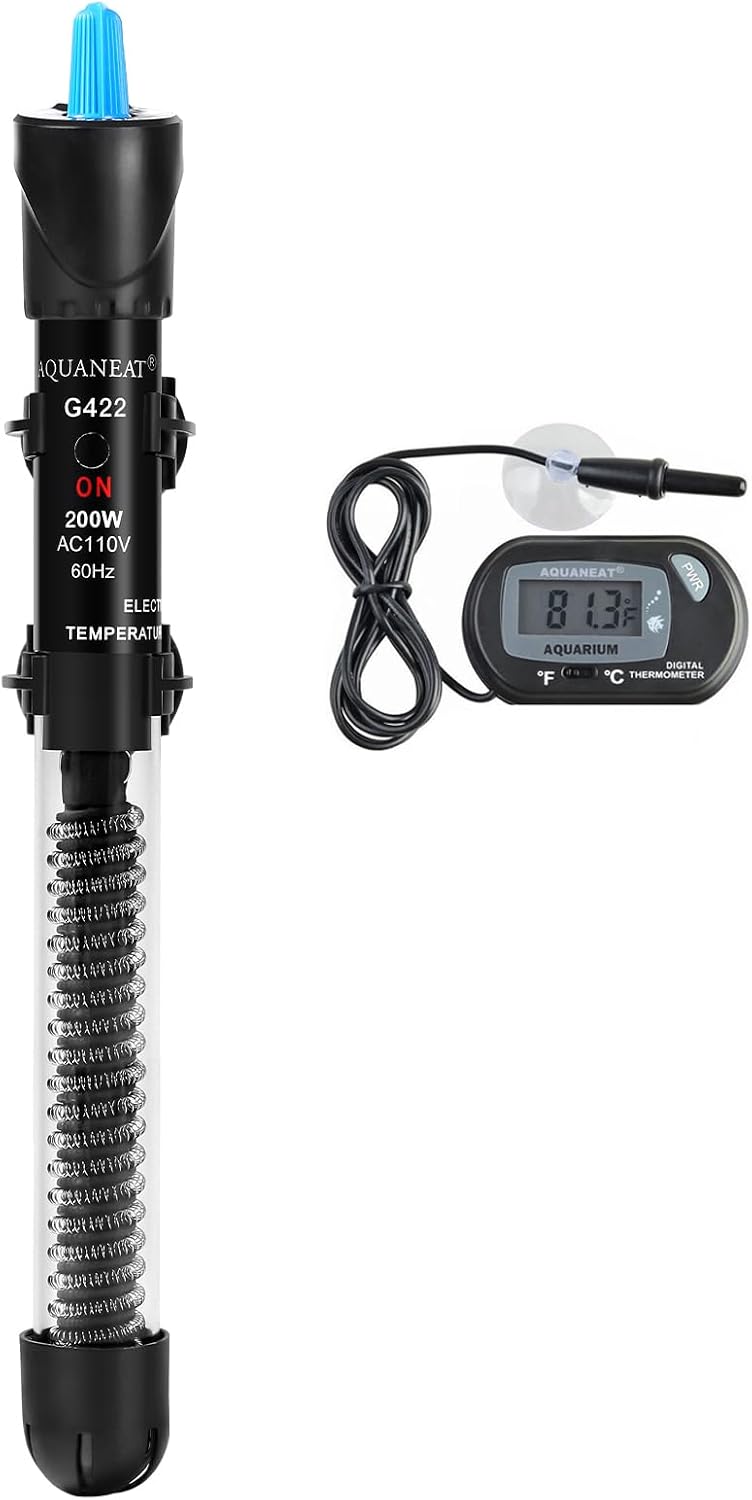 Aquarium Heater, 200W Fish Tank Heater, Adjustable Submersible Water Thermostat with Digital Thermometer