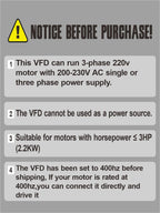 HY HUANYANG VFD Variable Frequency Drive Converter 2.2kW 3HP 220V