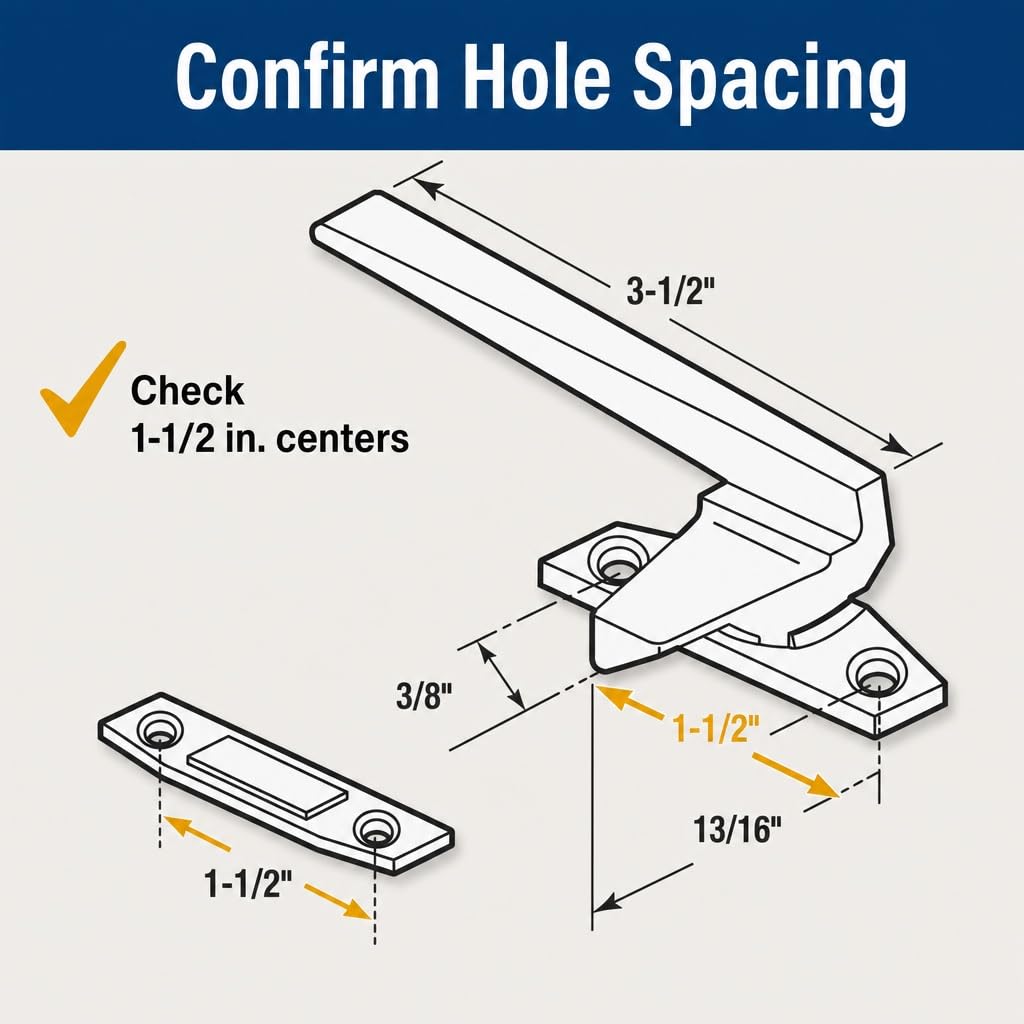 H 3820 Casement Locking Handle, White, Left-Handed