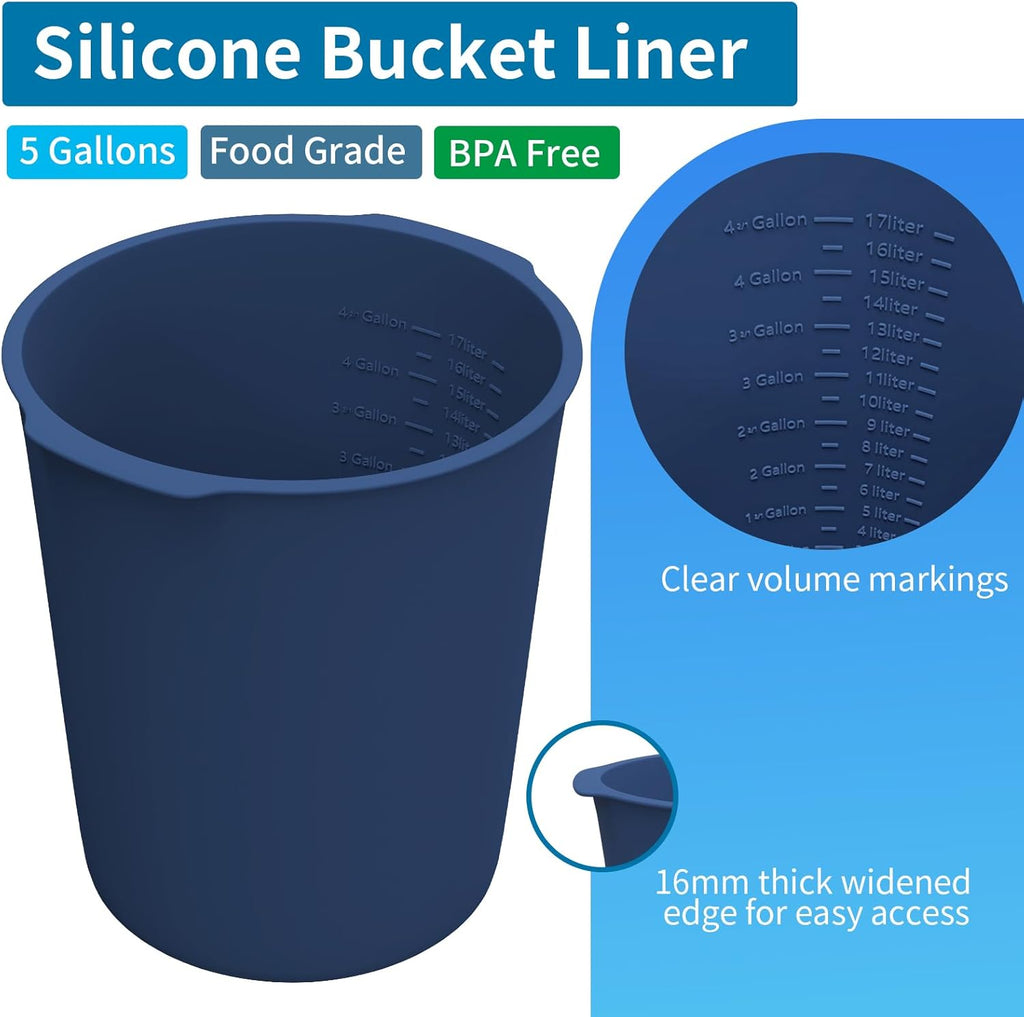 5 Gallon Bucket Liner Reusable Bucket Saver Liner with Measurements for Thinset, Mortar, Concrete Mixtures, Grout