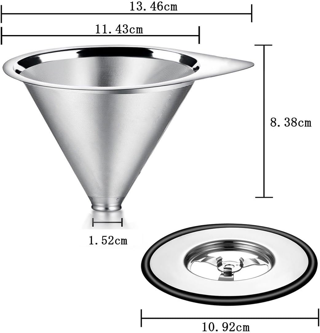 Pour Over Coffee Dripper Stainless Steel Coffee Filter Metal Cone Filter Paperless Reusable Coffee Filter Single Cup