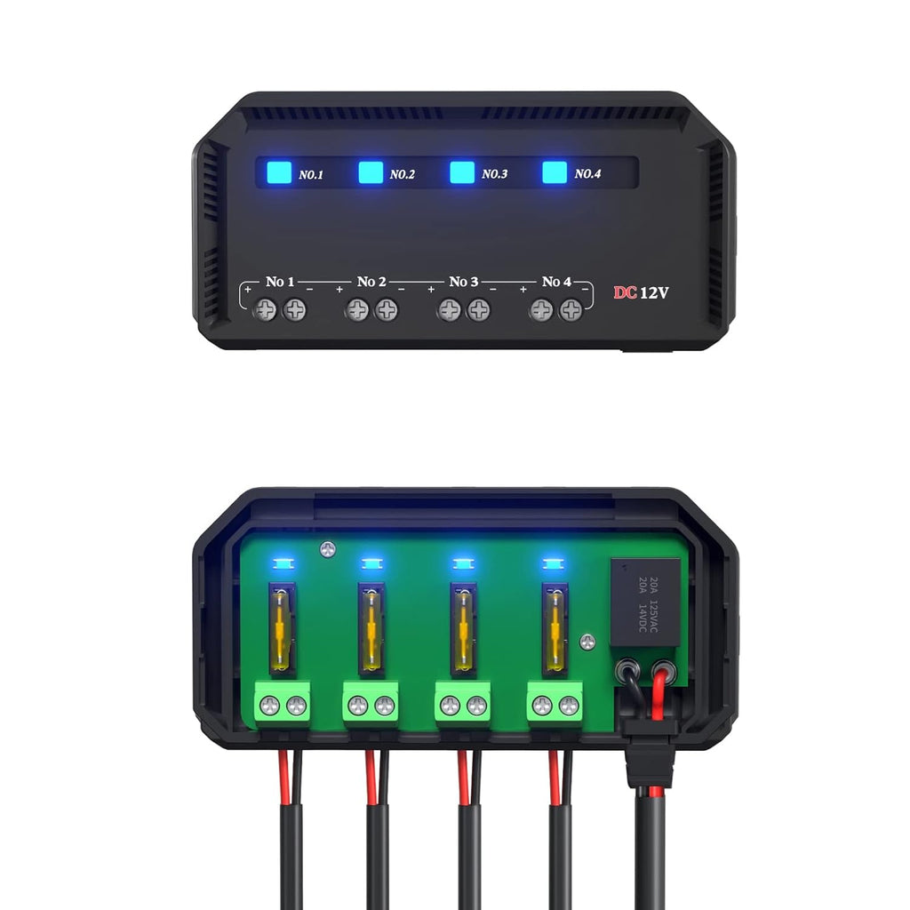 12v Fuse Block, Motorcycle Fuse Box 20A Low Profile Terminal Block | Low Profile Terminal Block Holder w/LED