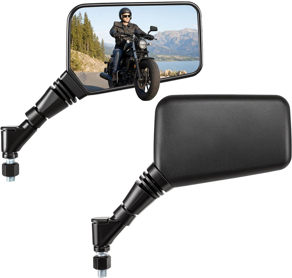 Universal Motorcycle Mirrors, 5.6×3.6 in Wide Convex Rearview Mirror with Anti-Vibration M10 Mount, 360° Rotatable